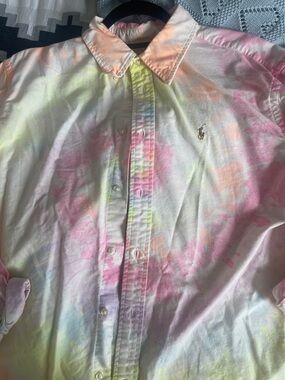 Ralph Lauren Pastel Tie-Dye Button-Down Shirt - Pink, Yellow, Peach